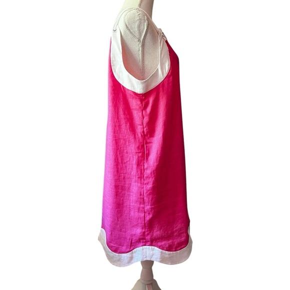 STAUD Women’s Pink and White Sleeveless Linen Dress Size XL - Picture 7 of 10